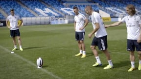 Real Madrid : Bale, Modric et Benzema se défient avec un ballon de rugby (vidéo)